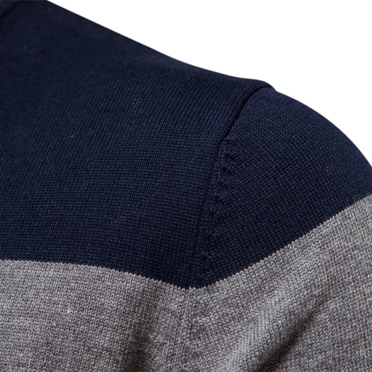 Men's Colour-Block Quarter-Zip Knit Jumper
