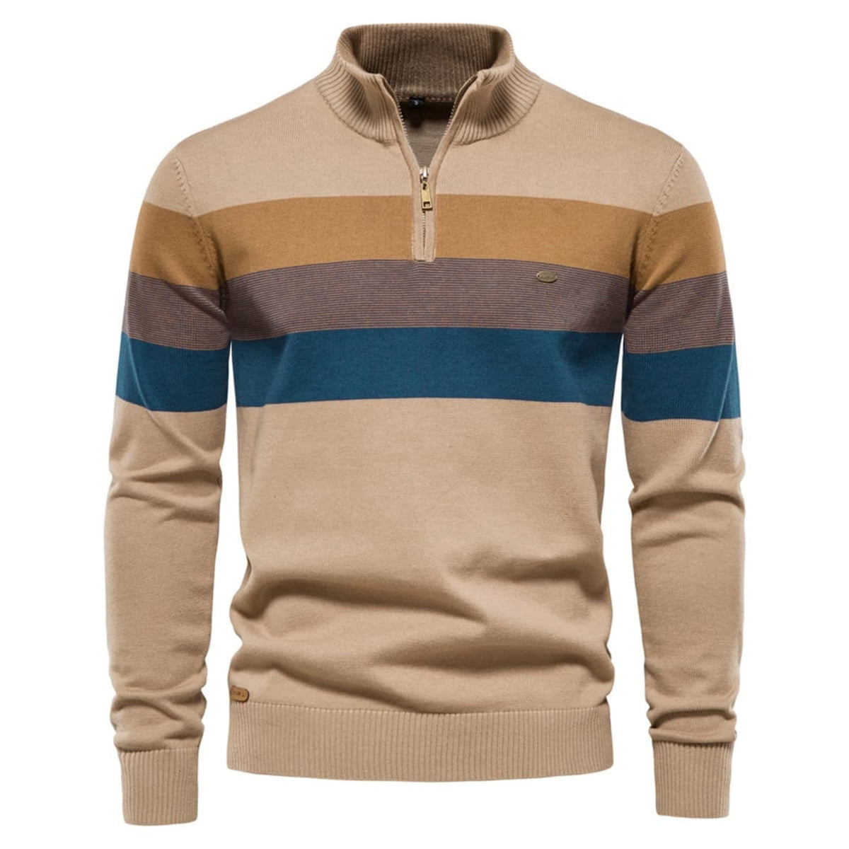 Men's Colour-Block Quarter-Zip Knit Jumper