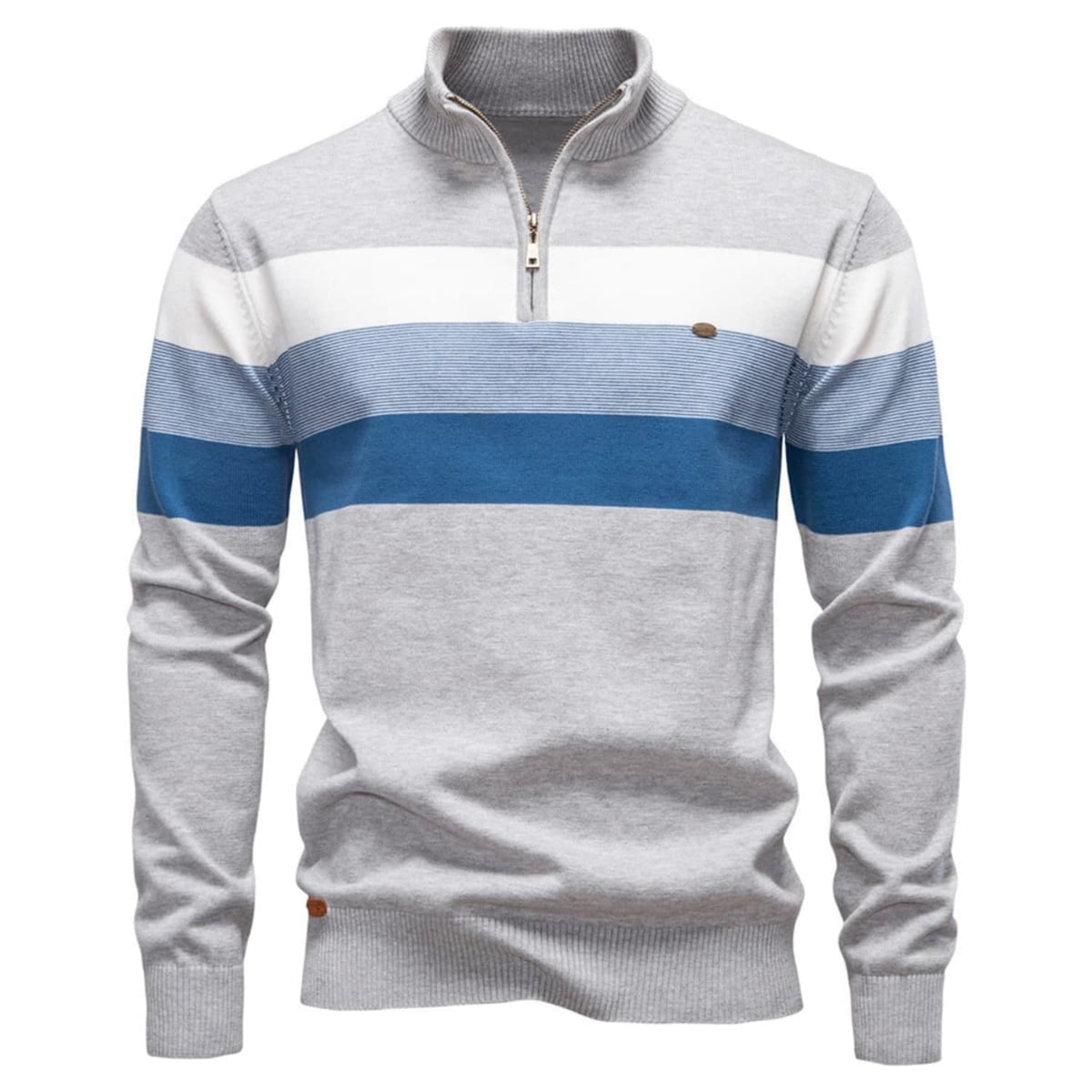 Men's Colour-Block Quarter-Zip Knit Jumper