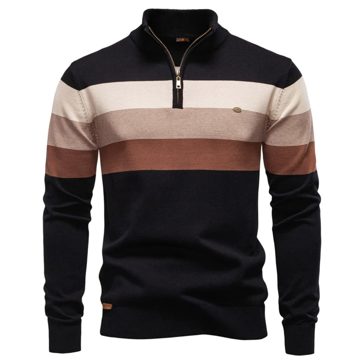 Men's Colour-Block Quarter-Zip Knit Jumper