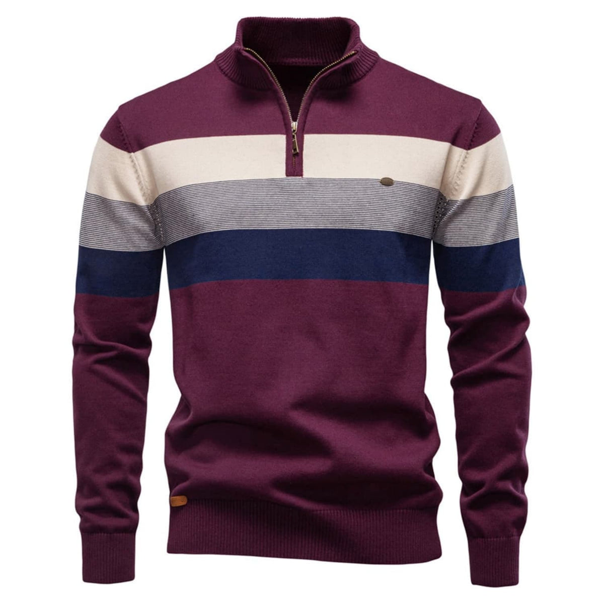 Men's Colour-Block Quarter-Zip Knit Jumper
