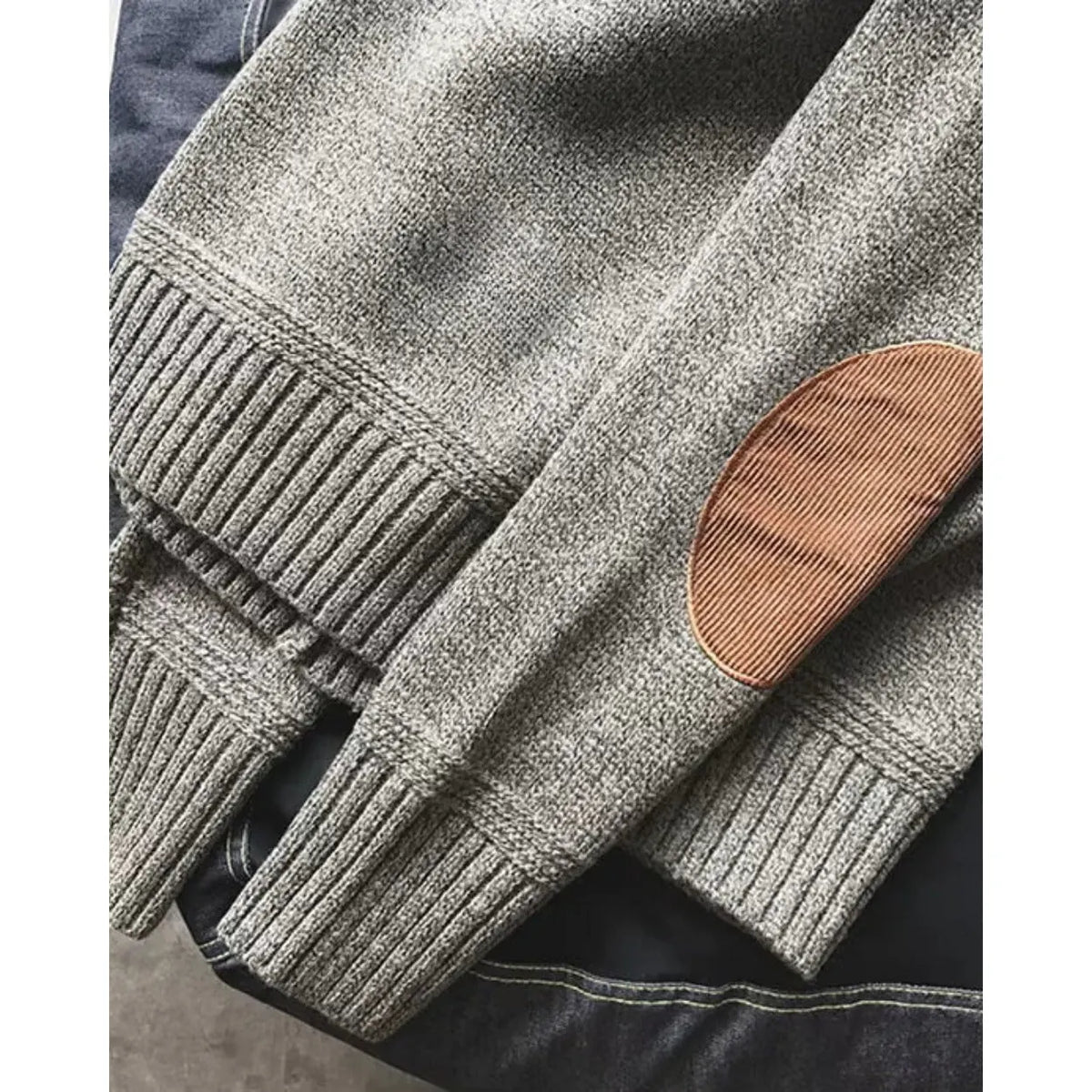 Men's Raglan Wool-Look Crew Neck Jumper with Elbow Patches