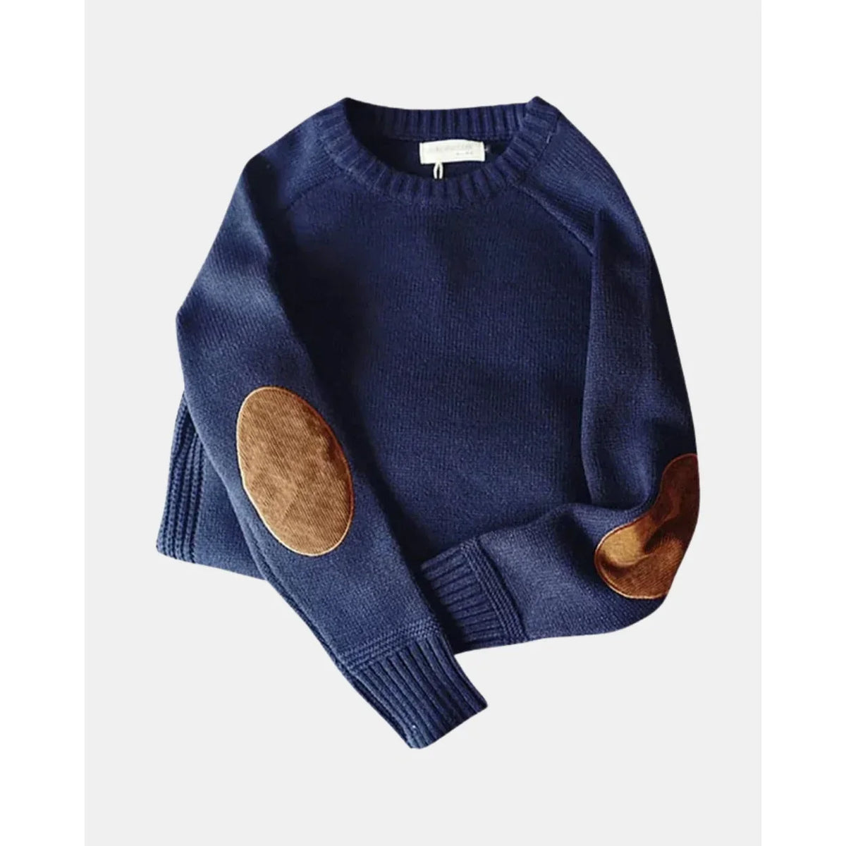 Men's Raglan Wool-Look Crew Neck Jumper with Elbow Patches