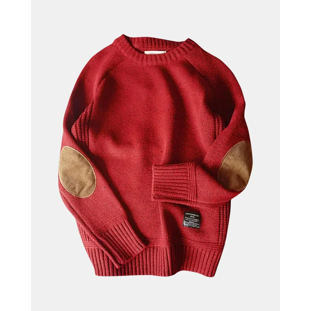 Men's Raglan Wool-Look Crew Neck Jumper with Elbow Patches