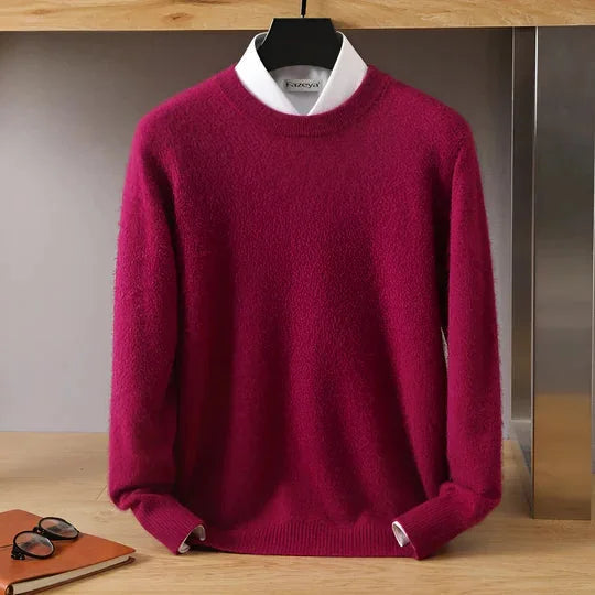 Men's Plain Crew Neck Knitted Jumper