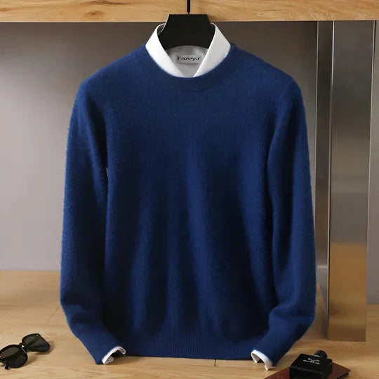 Men's Plain Crew Neck Knitted Jumper