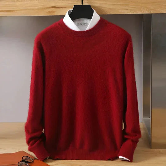 Men's Plain Crew Neck Knitted Jumper
