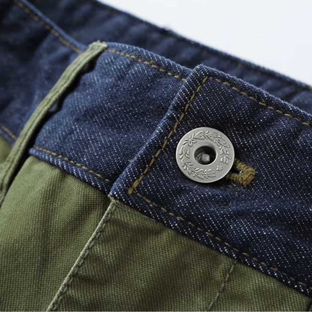 Men's Cropped Cargo Trousers with Contrast Waistband
