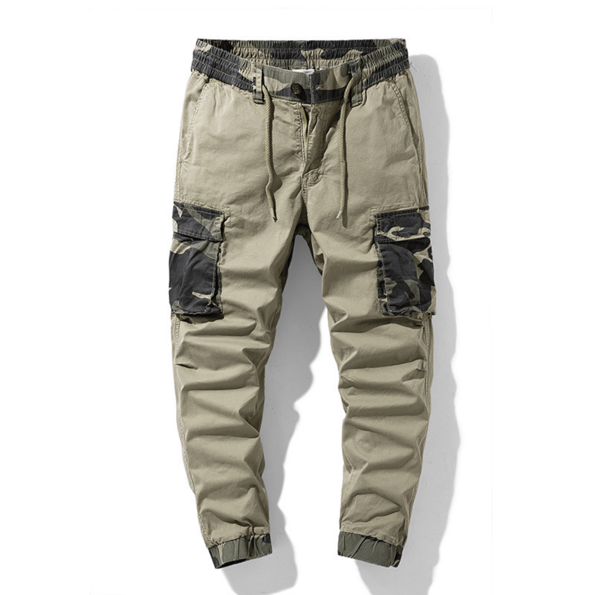 Men's Drawstring Cargo Joggers with Thigh Pockets