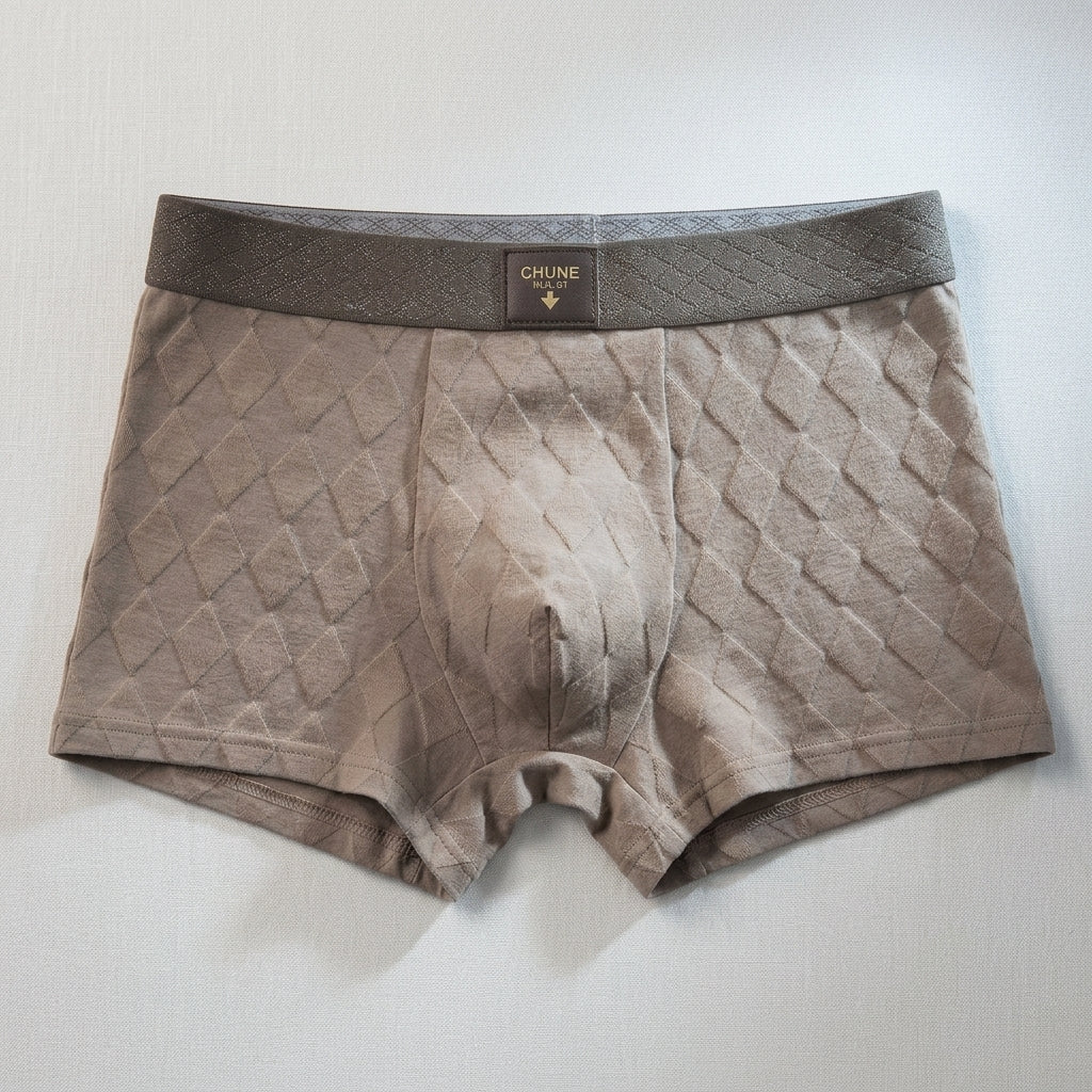 Men's Textured Boxer Briefs with Elastic Waistband