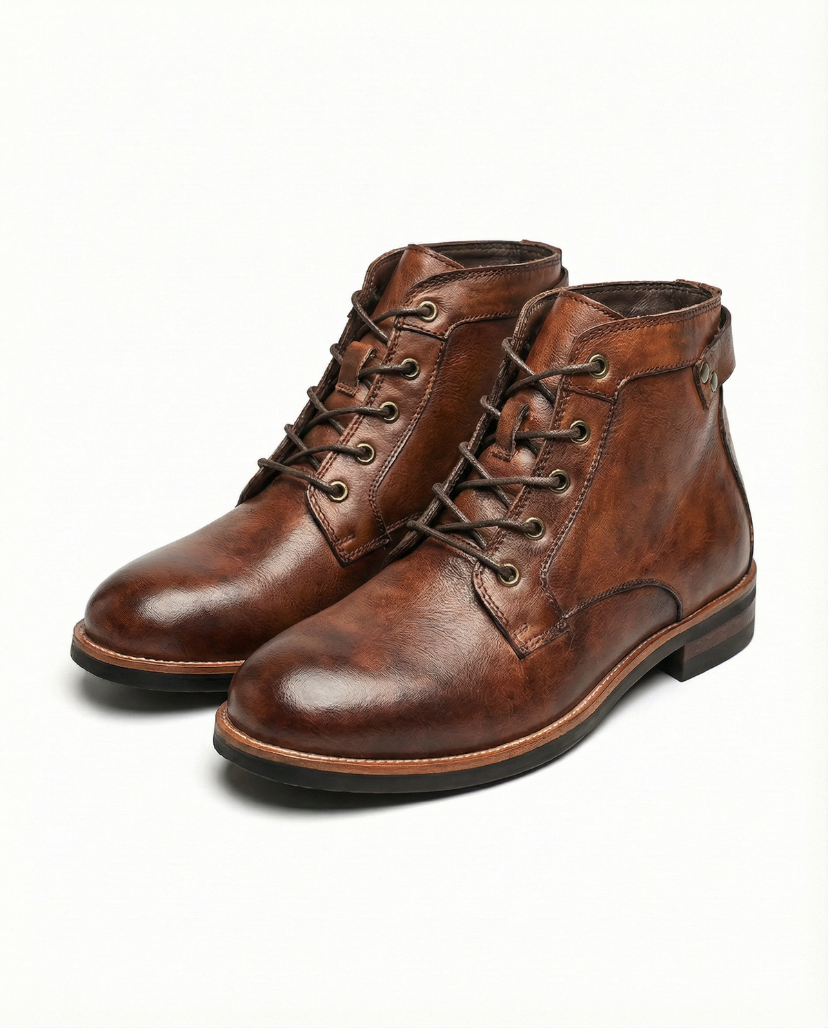 Men's Faux Leather Lace-Up Ankle Boots for Everyday Wear