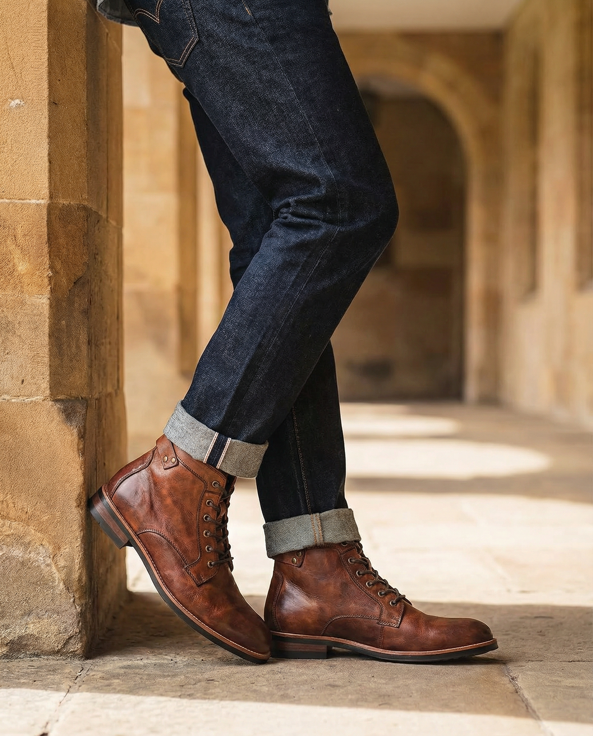 Men's Faux Leather Lace-Up Ankle Boots for Everyday Wear