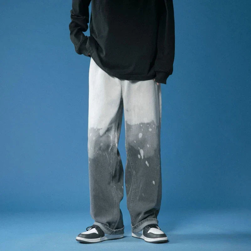 Men's Fade Wash Wide-Leg Jeans