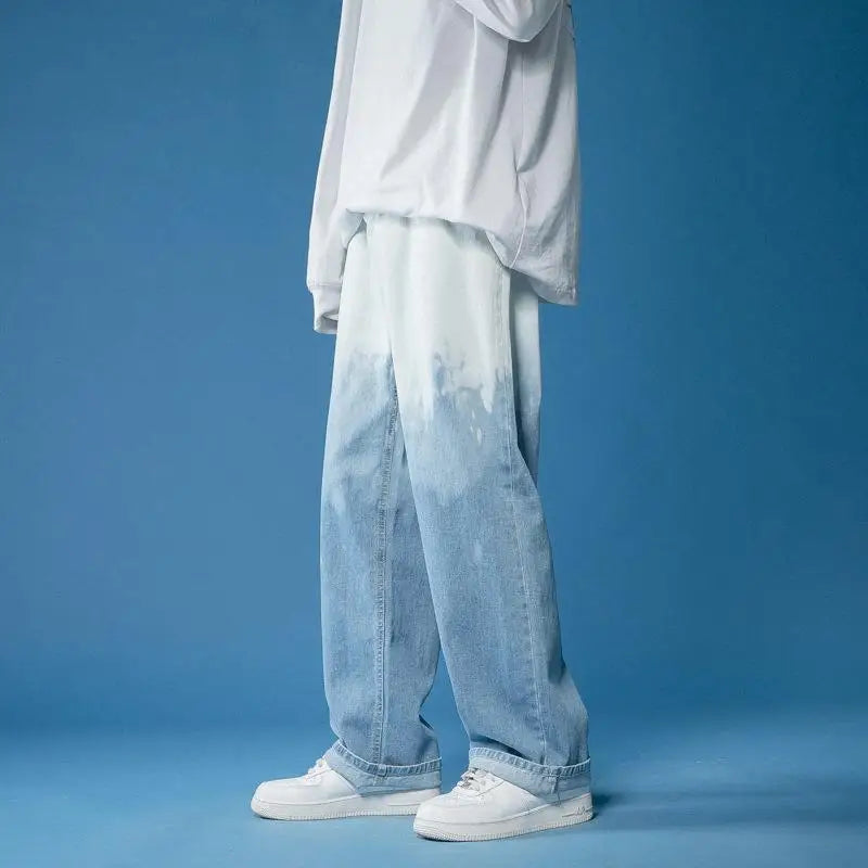 Men's Fade Wash Wide-Leg Jeans