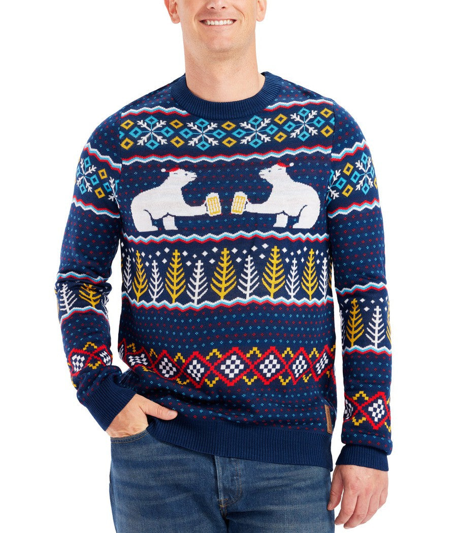 Men's Christmas Jumper Fair Isle Polar Bear Crew Neck