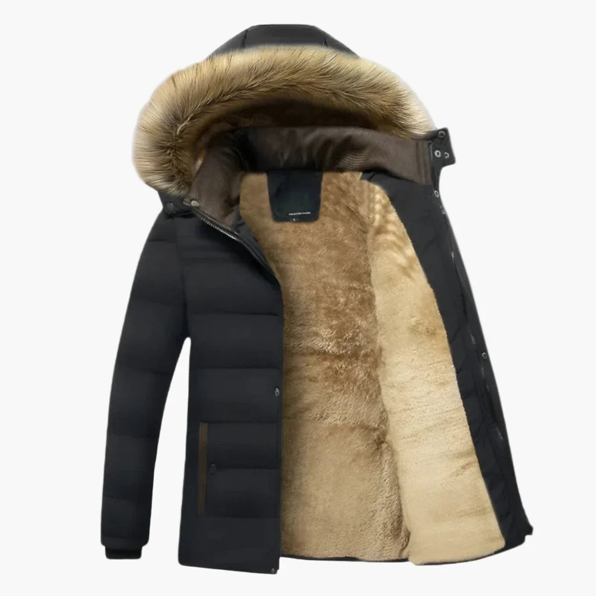 Men's Faux Fur Trim Hooded Winter Parka