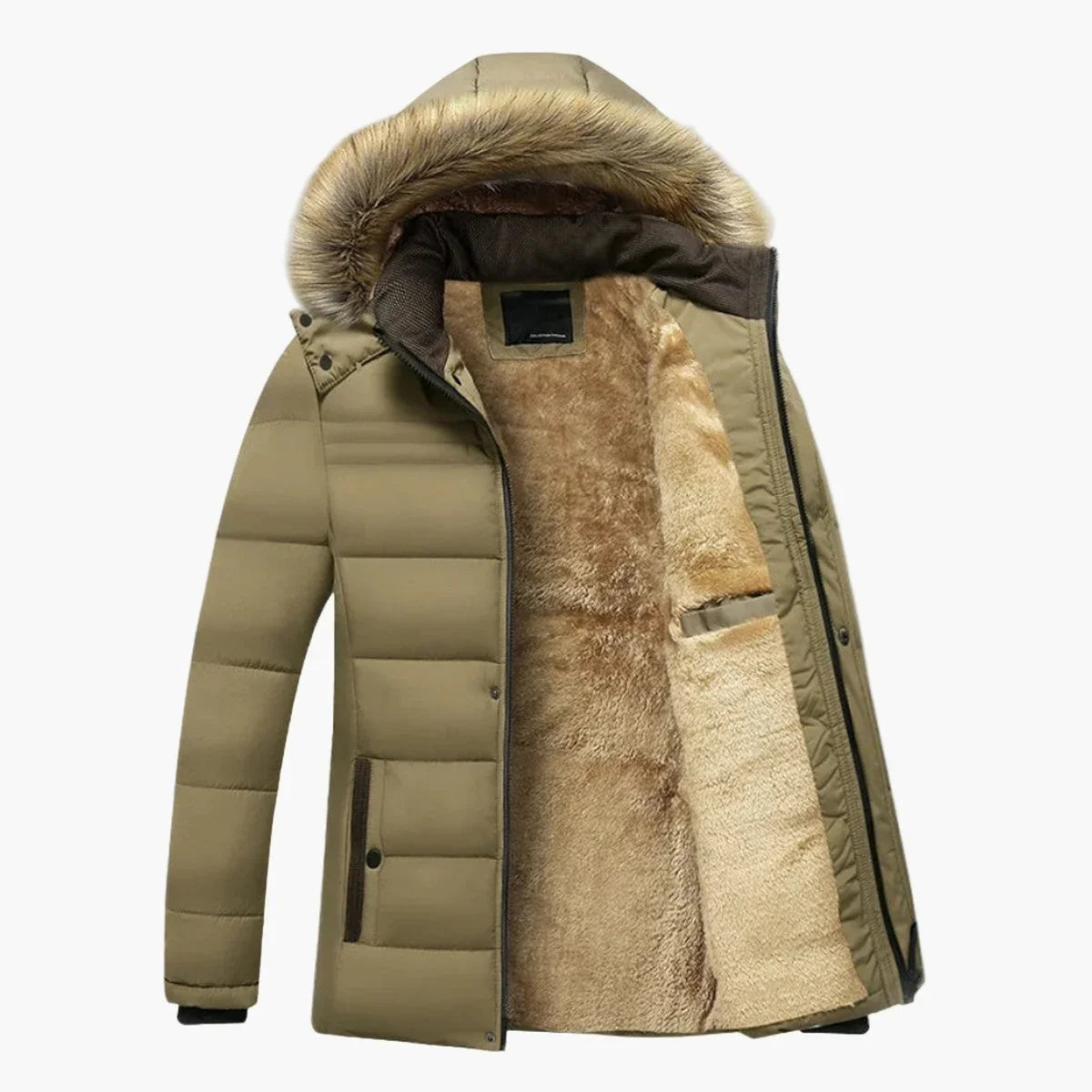 Men's Faux Fur Trim Hooded Winter Parka