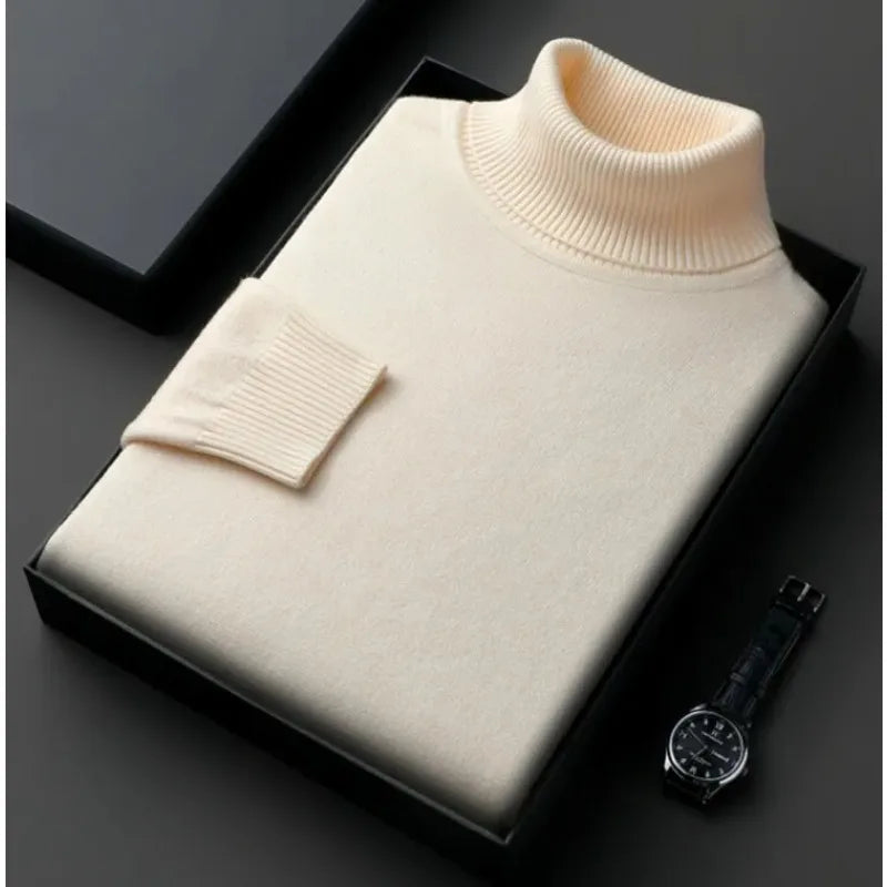 Men's Fine Gauge Fitted Roll Neck Jumper