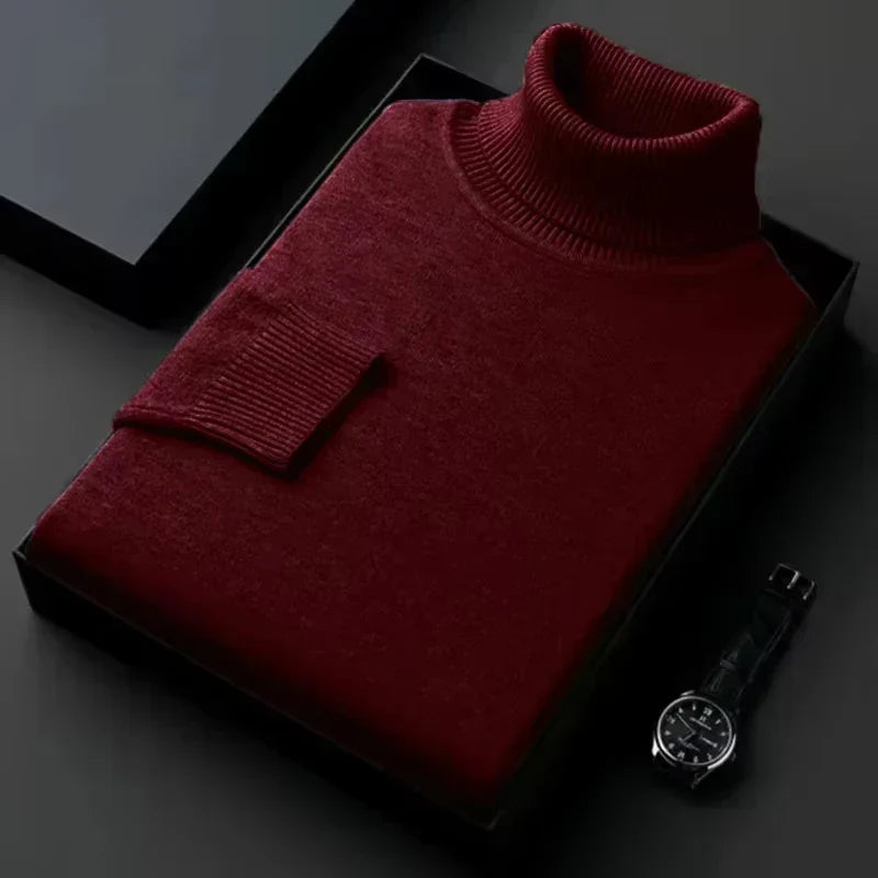 Men's Fine Gauge Fitted Roll Neck Jumper