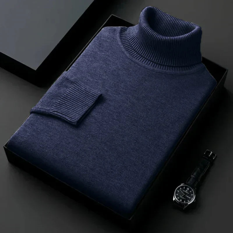 Men's Fine Gauge Fitted Roll Neck Jumper