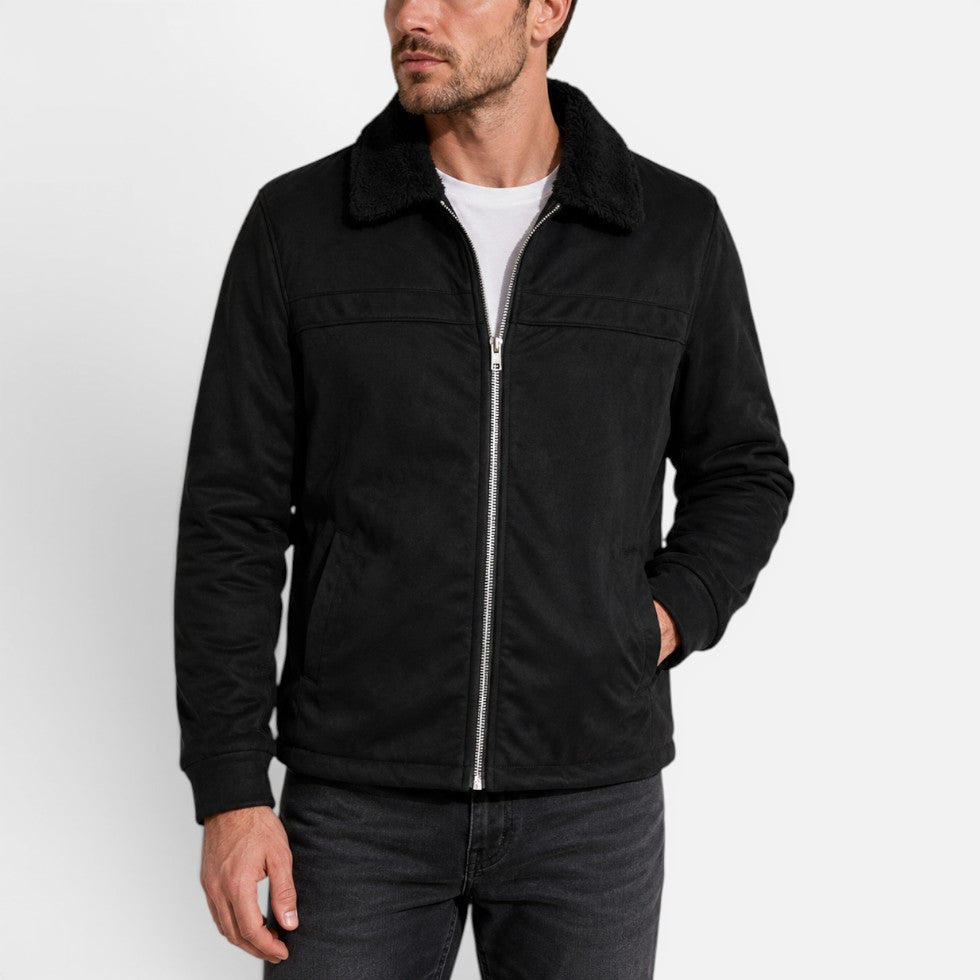 Men's Zip-Up Winter Jacket with Fleece Collar