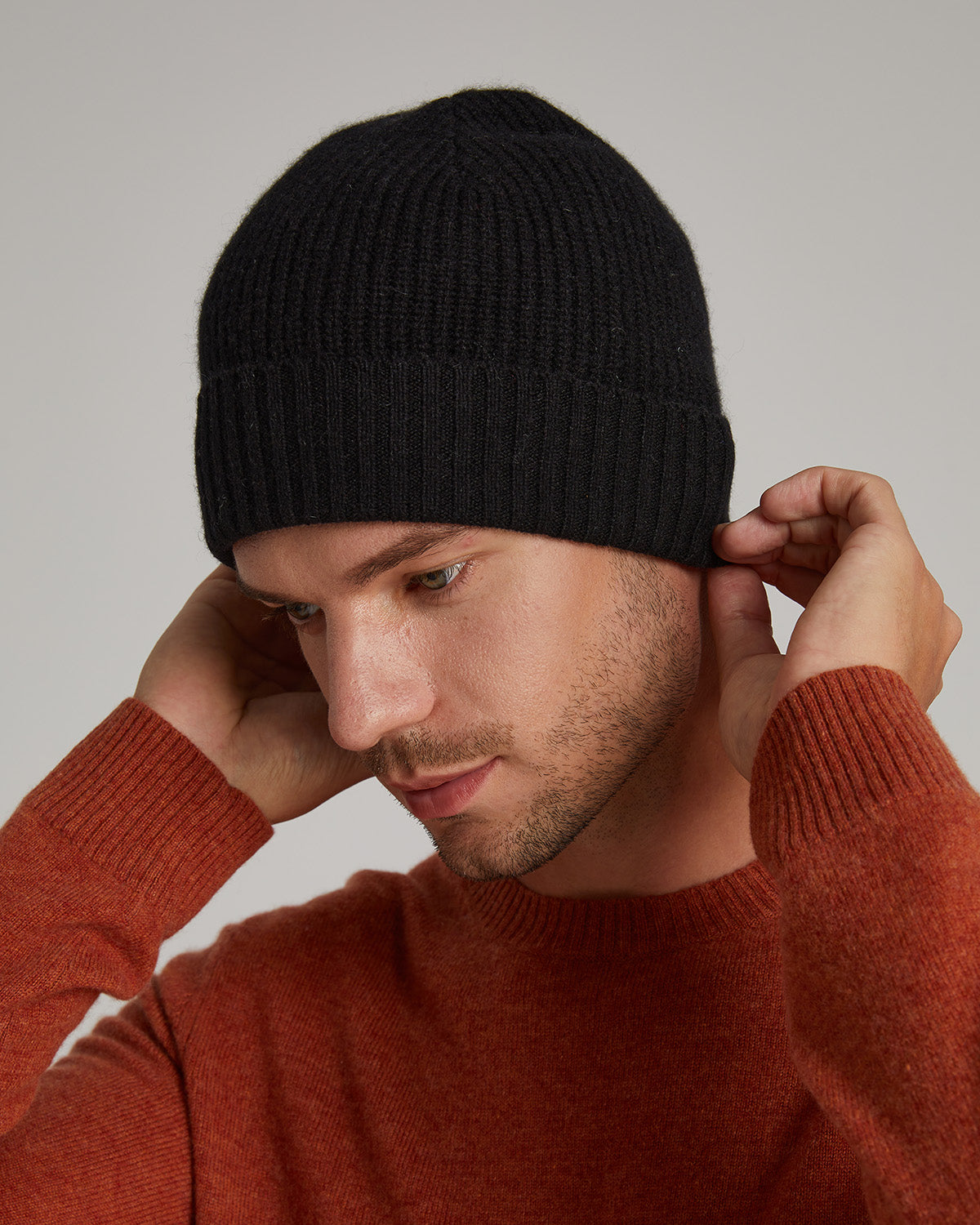 Men's Ribbed Knit Turn-Up Beanie