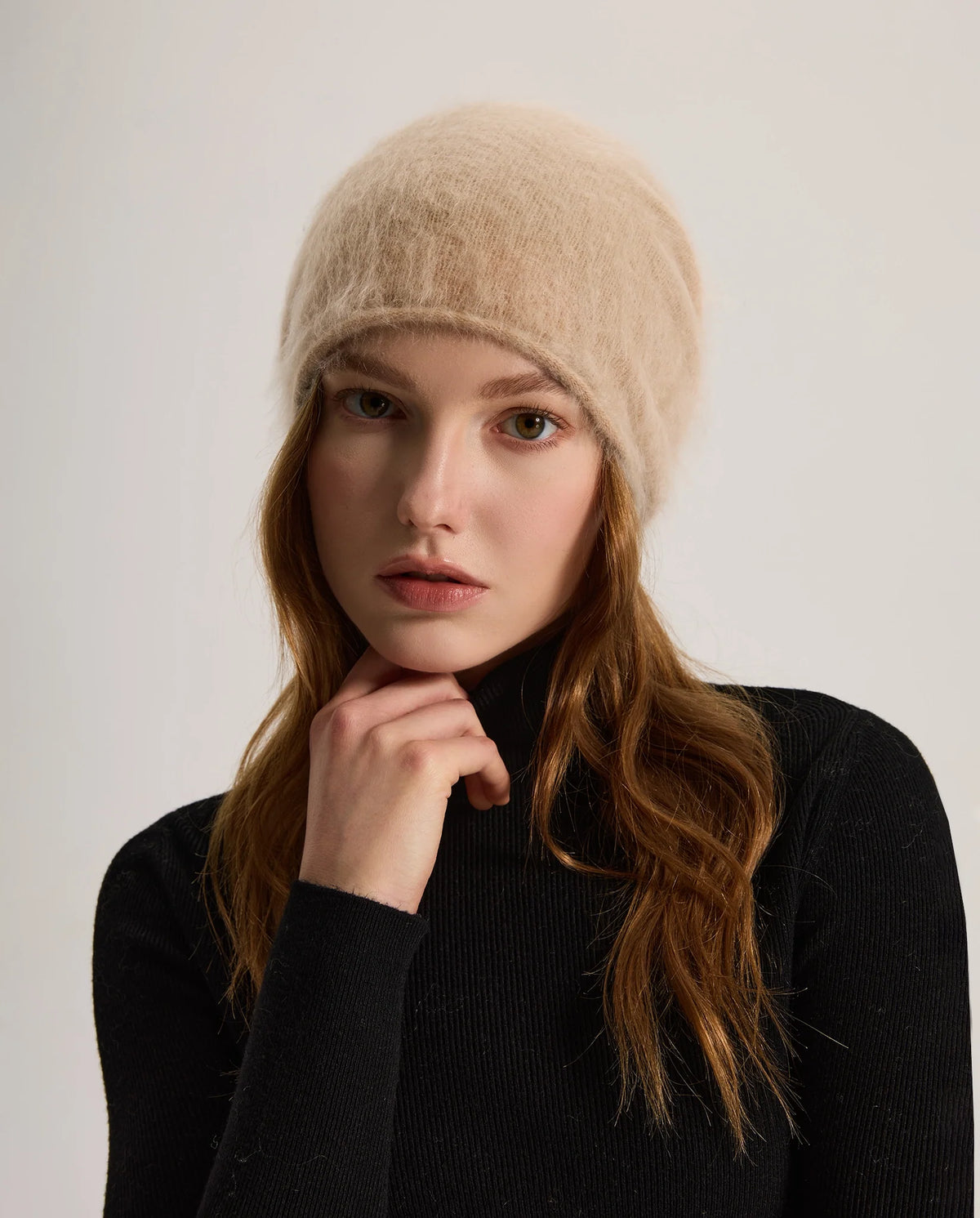 Women's Deep Foldover Mohair-Look Ski Beanie Hat