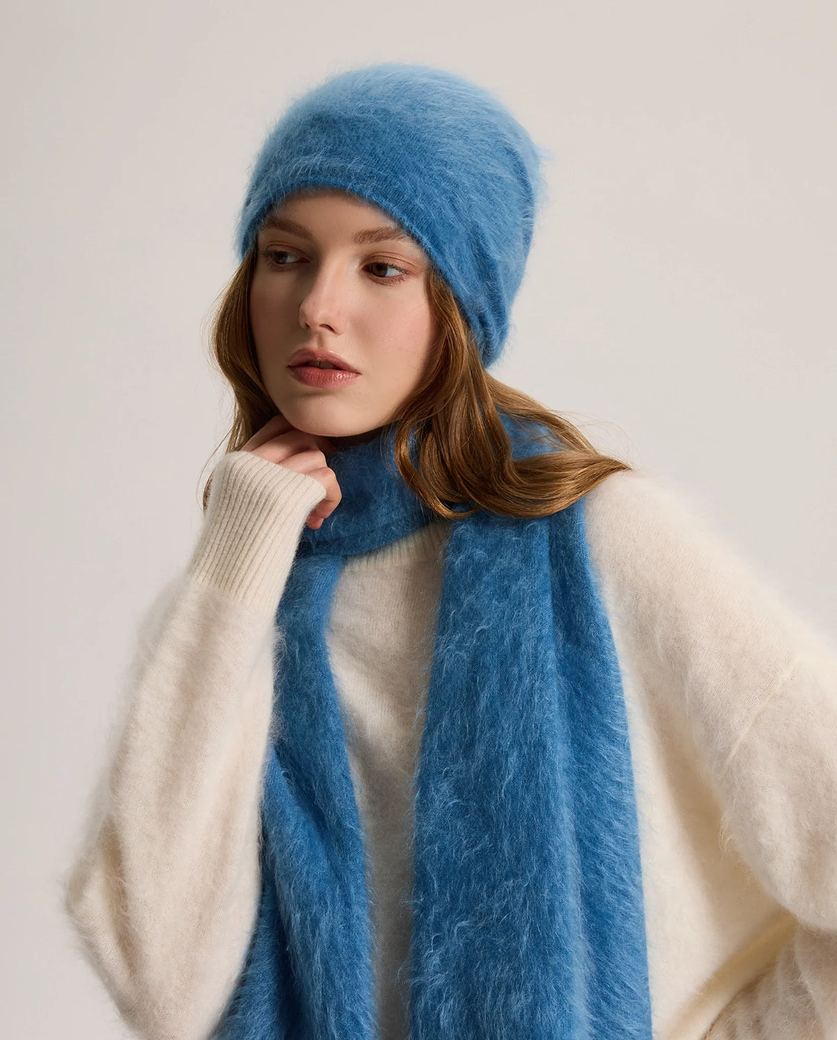 Women's Deep Foldover Mohair-Look Ski Beanie Hat