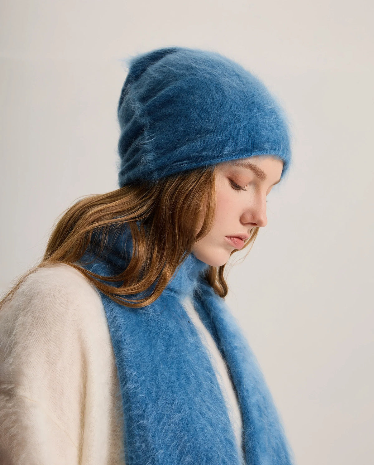 Women's Deep Foldover Mohair-Look Ski Beanie Hat