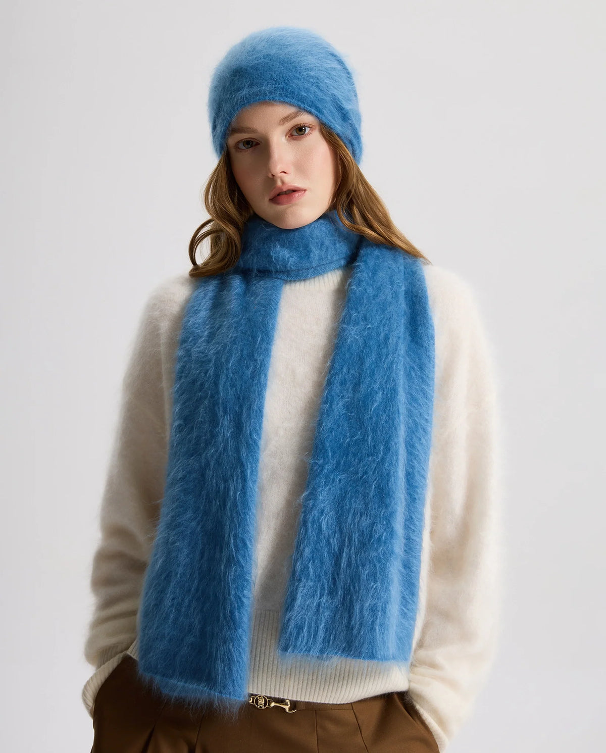 Women's Deep Foldover Mohair-Look Ski Beanie Hat