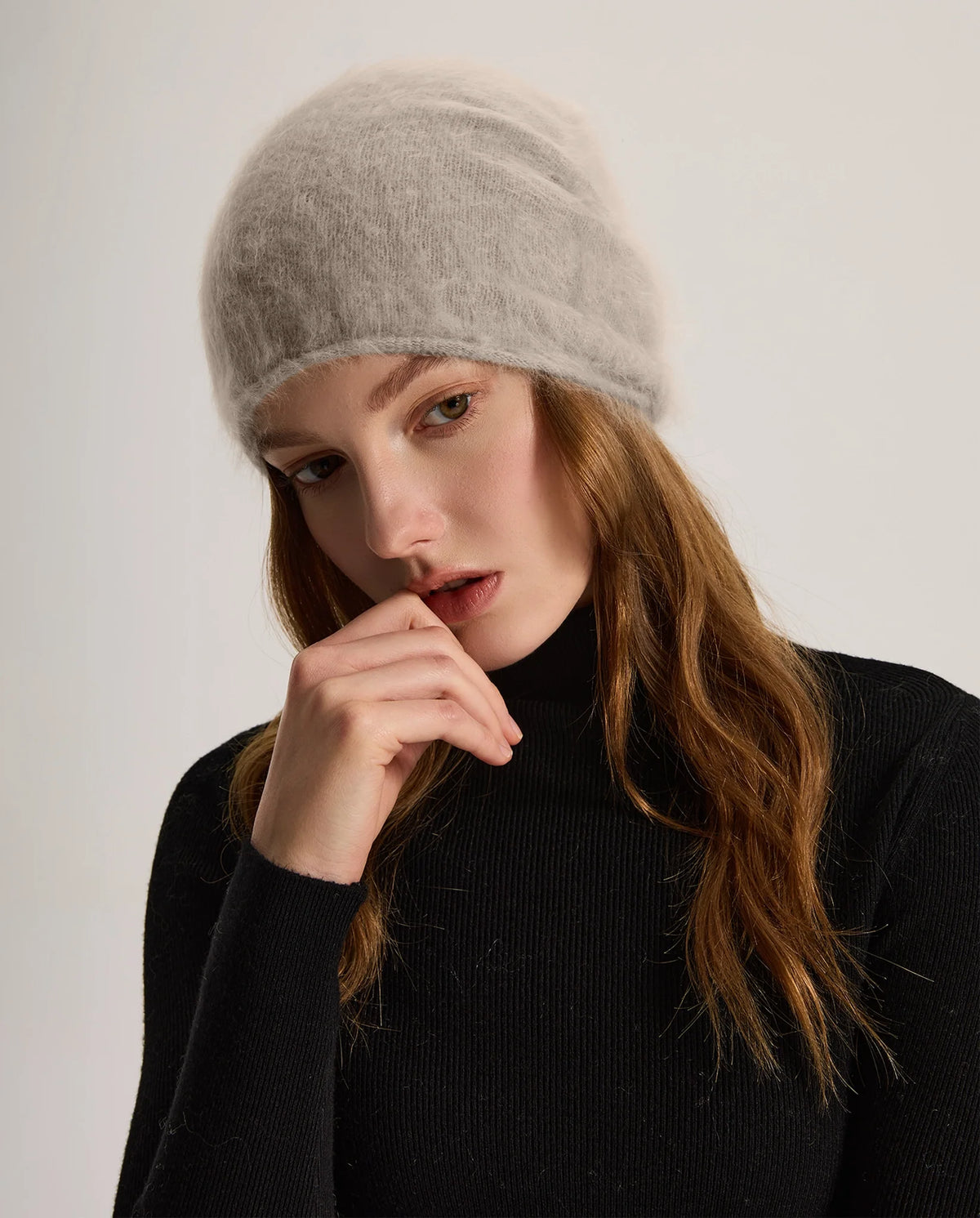 Women's Deep Foldover Mohair-Look Ski Beanie Hat