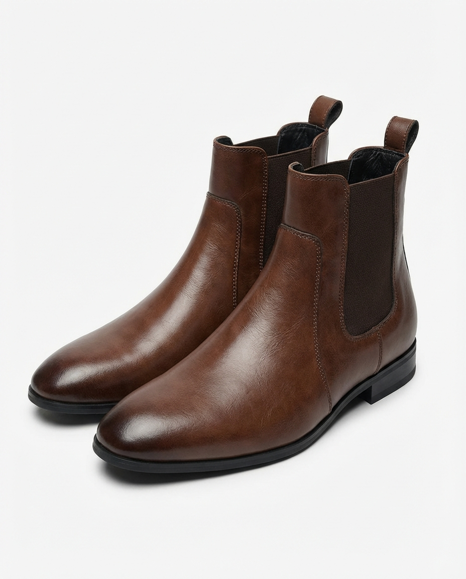 Men's Goodyear-Welted Faux Leather Chelsea Boots