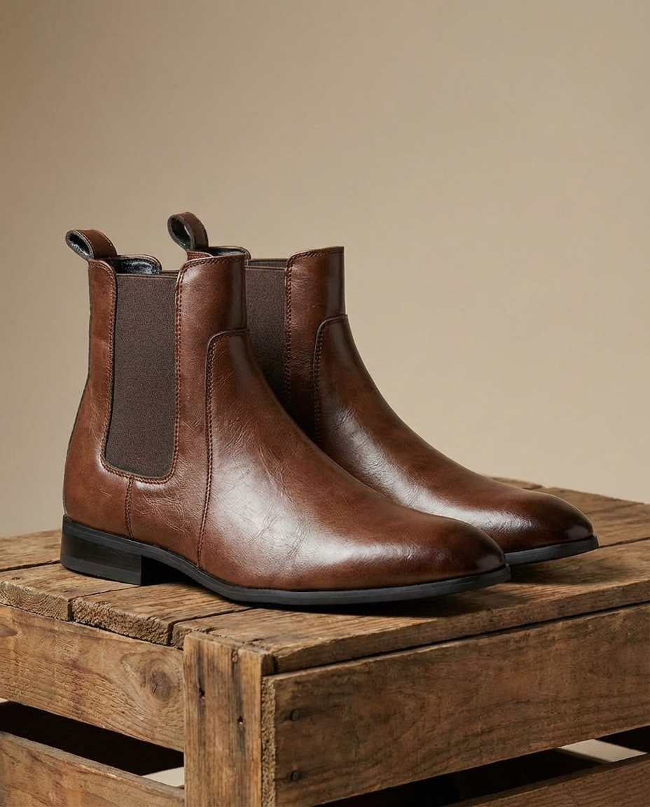 Men's Goodyear-Welted Faux Leather Chelsea Boots