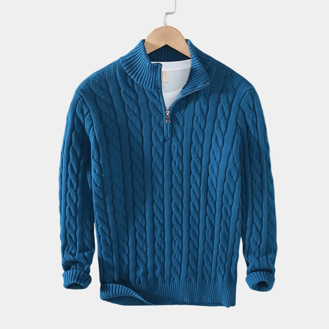 Men's Chunky Cable Knit Half-Zip Jumper