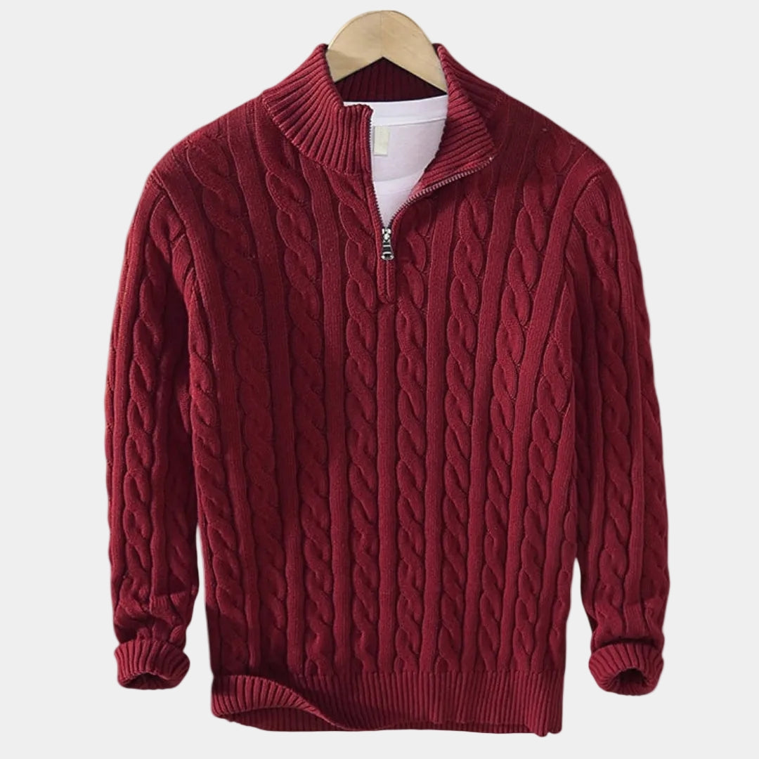 Men's Chunky Cable Knit Half-Zip Jumper