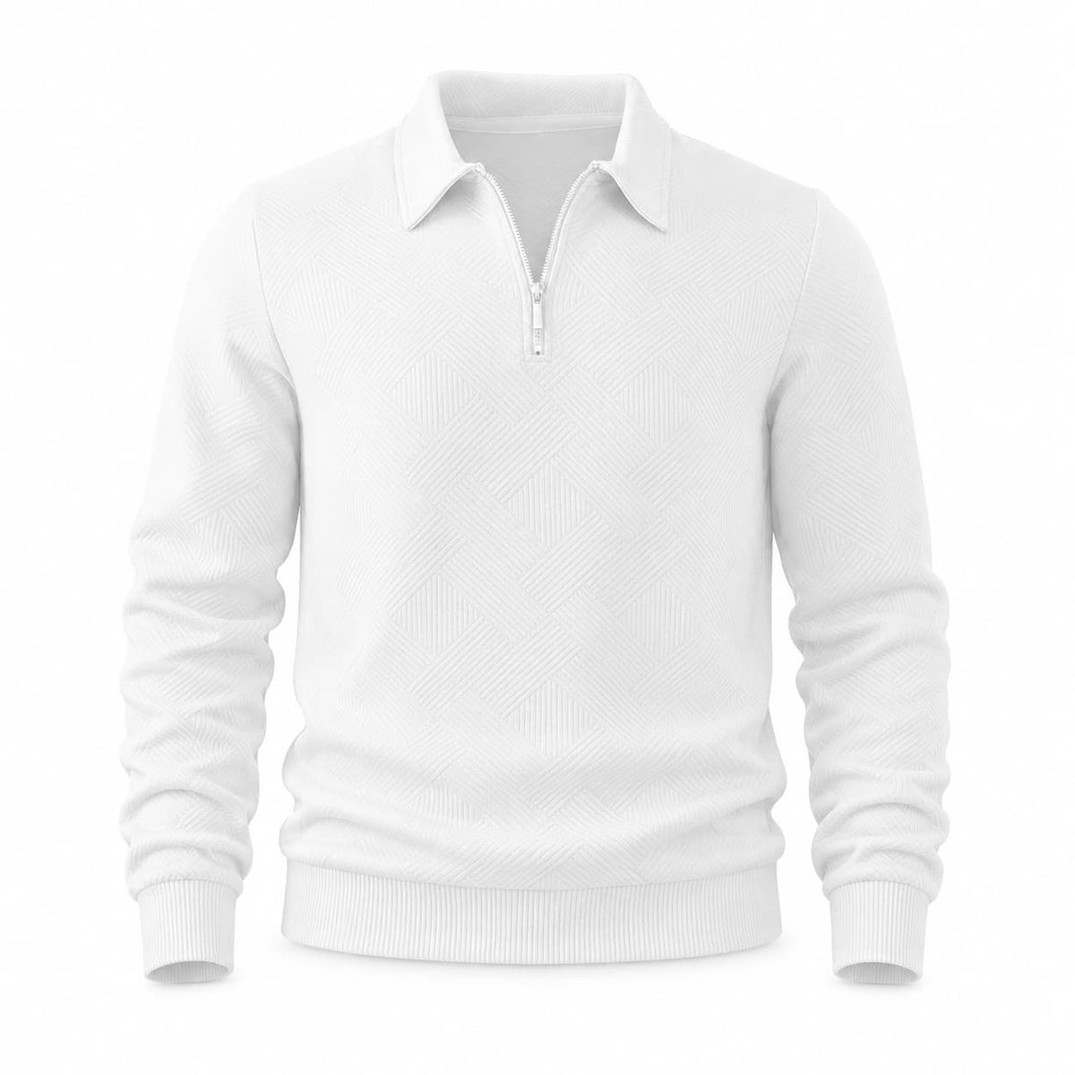 Men's Half-Zip Jacquard Knit Polo Jumper