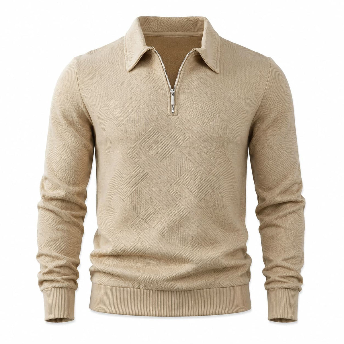 Men's Half-Zip Jacquard Knit Polo Jumper