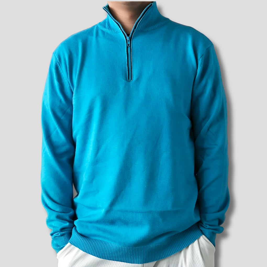 Men's Half-Zip Stand Collar Knit Jumper