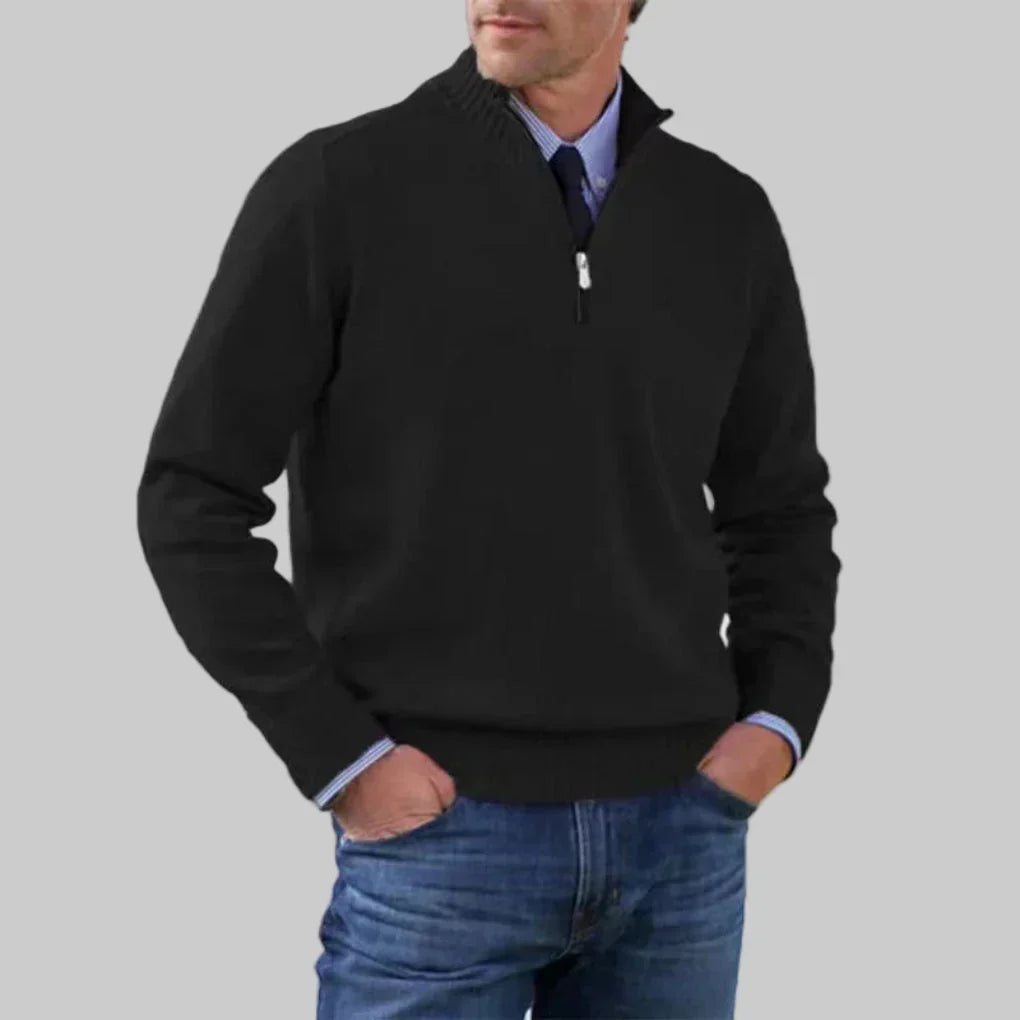 Men's Half-Zip Stand Collar Knit Jumper