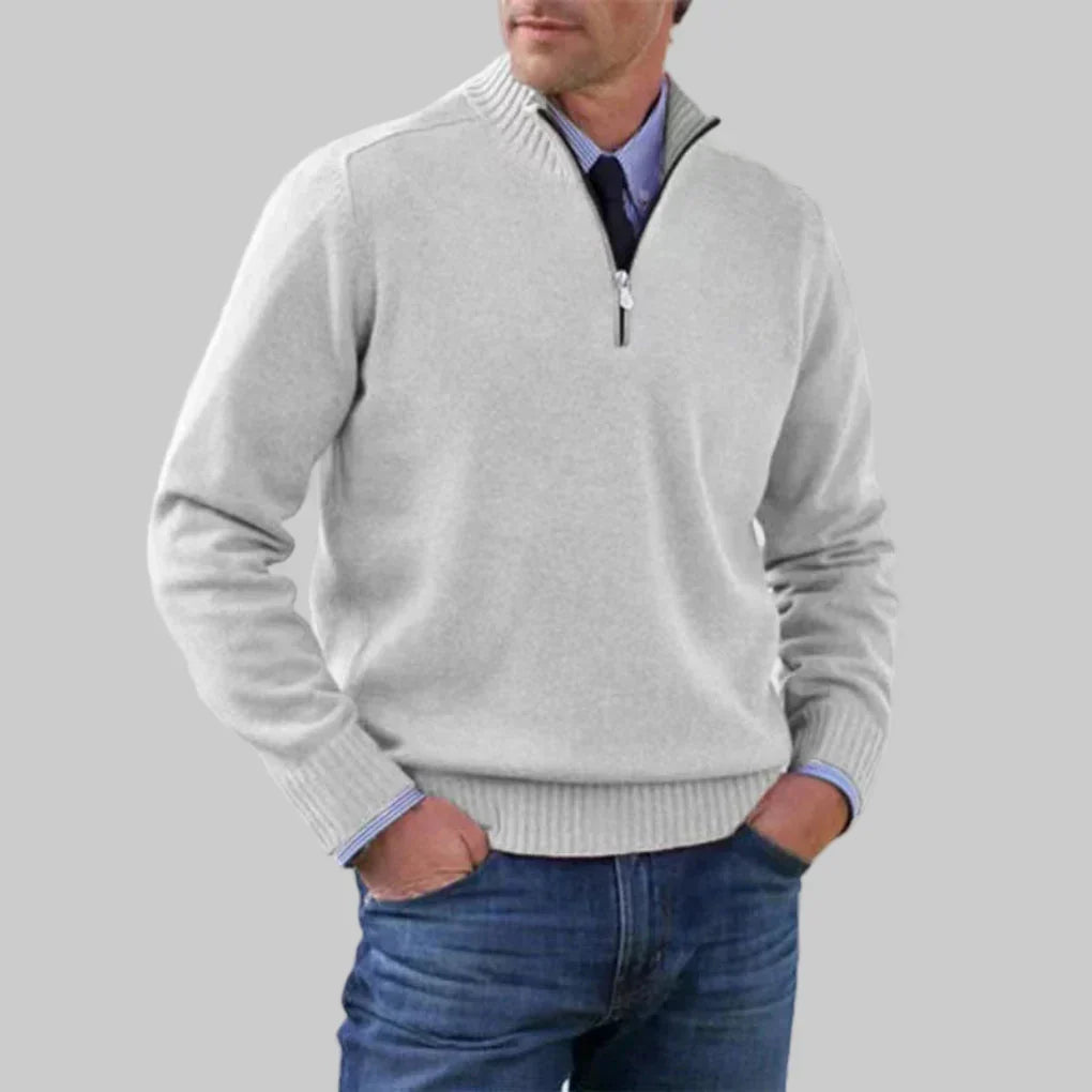 Men's Half-Zip Stand Collar Knit Jumper