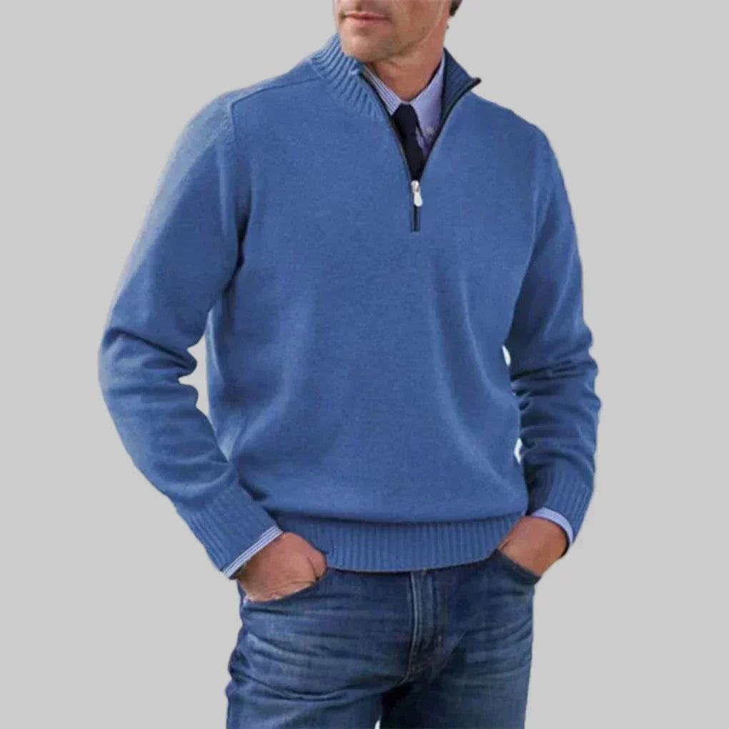 Men's Half-Zip Stand Collar Knit Jumper