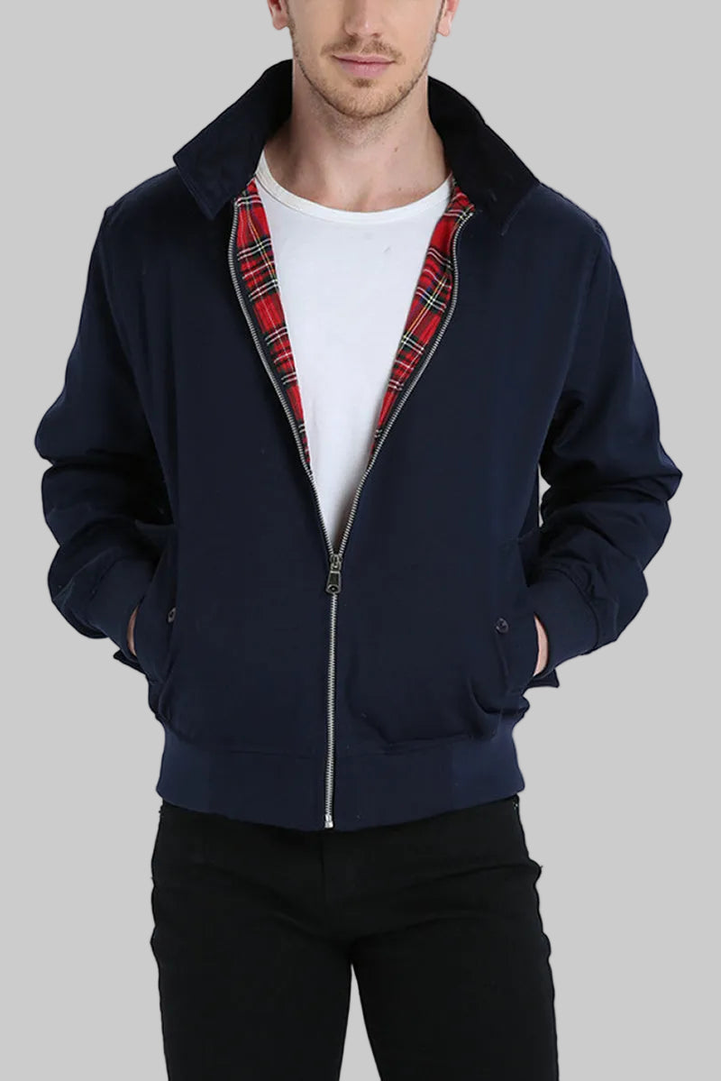 Men's Harrington Jacket with Tartan Lining