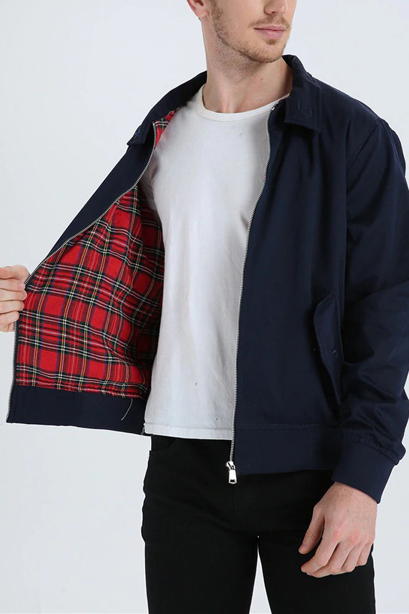 Men's Harrington Jacket with Tartan Lining
