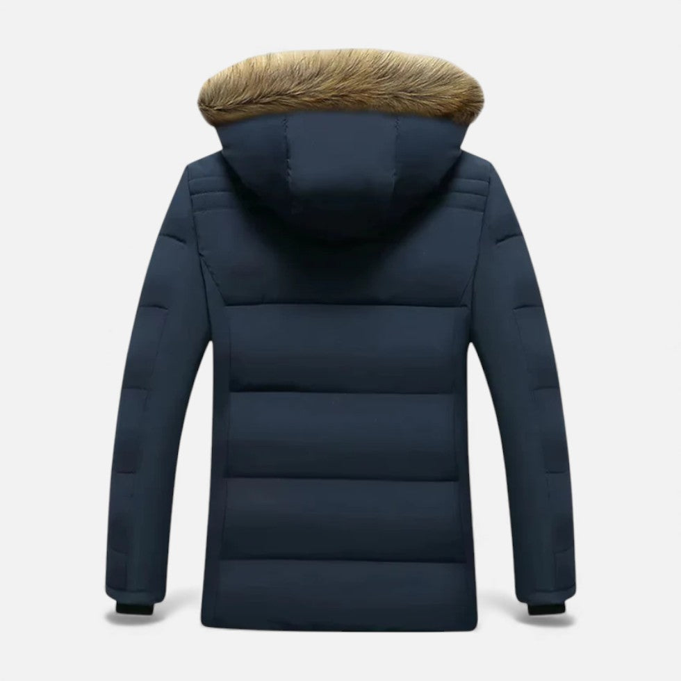 Men's Winter Parka with Faux Fur Trim Hood