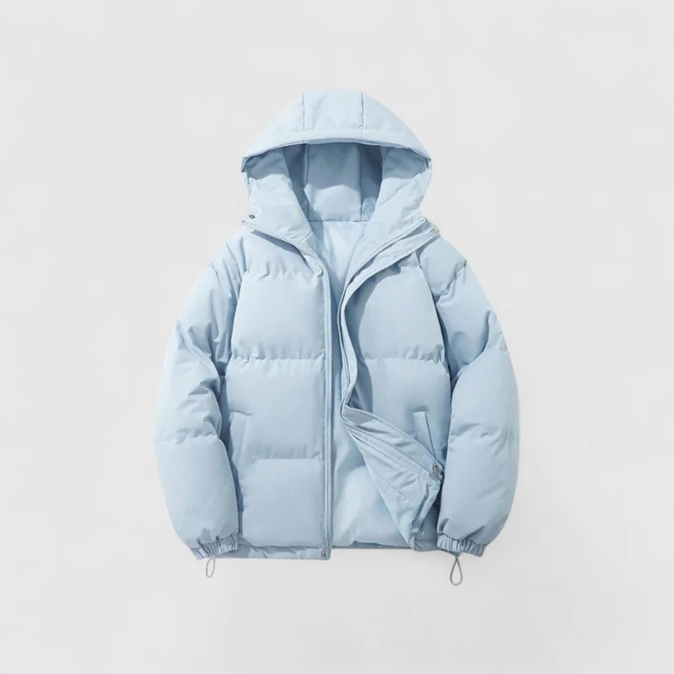 Men's Hooded Puffer Jacket with Adjustable Hem