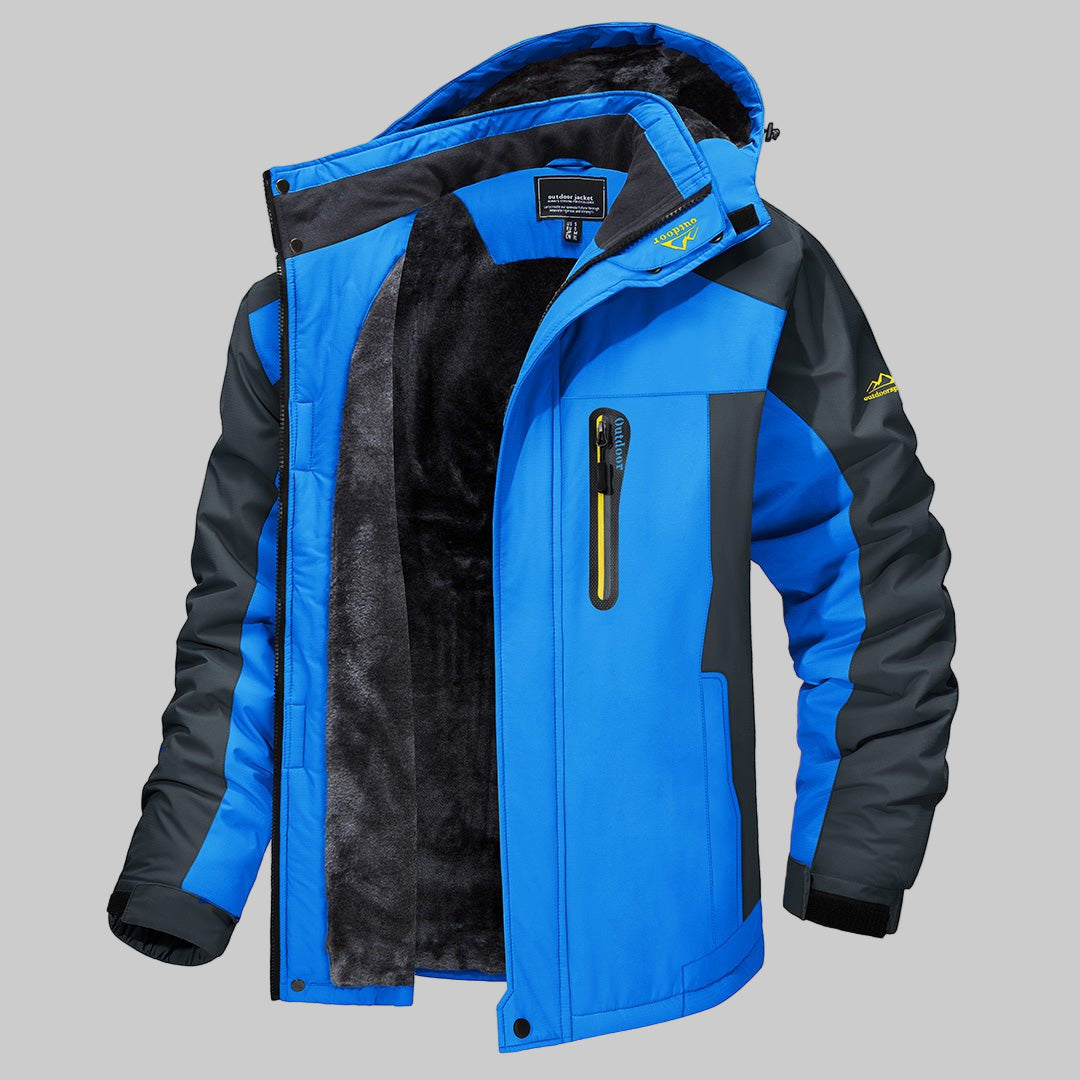Men's Fleece Lined Hooded Winter Jacket with Zip Pockets