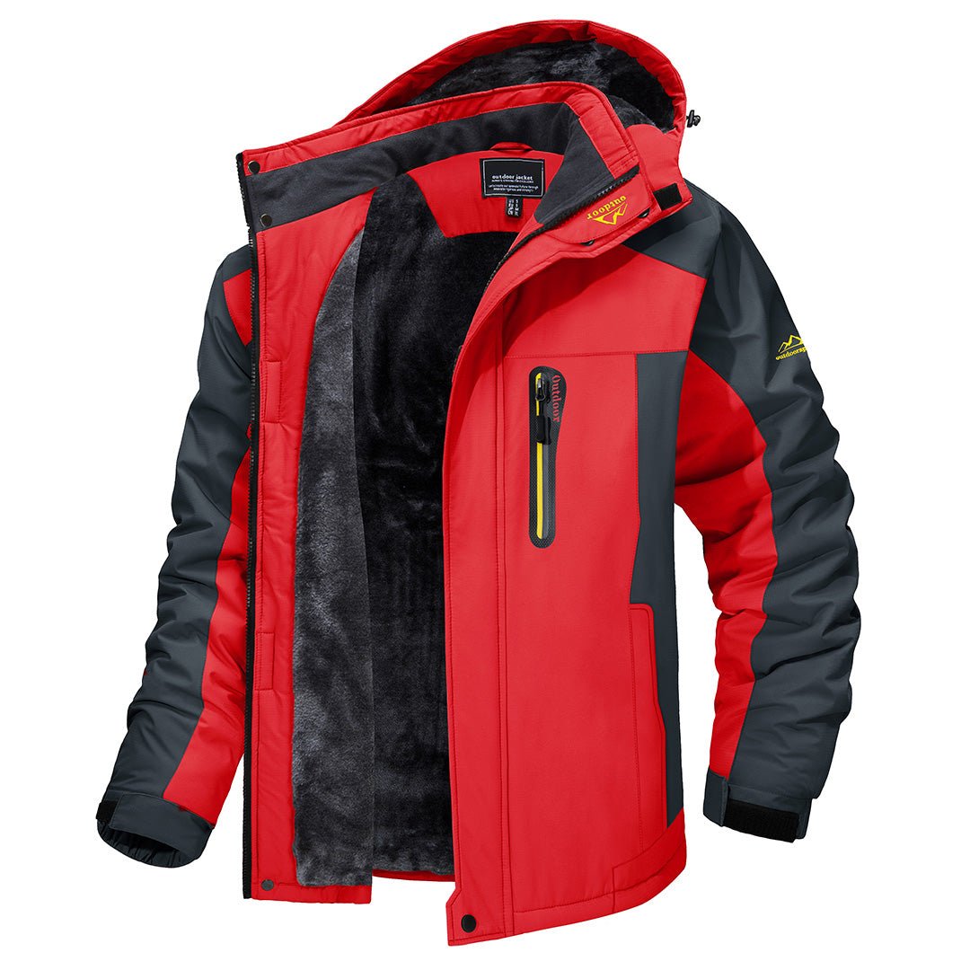 Men's Fleece Lined Hooded Winter Jacket with Zip Pockets