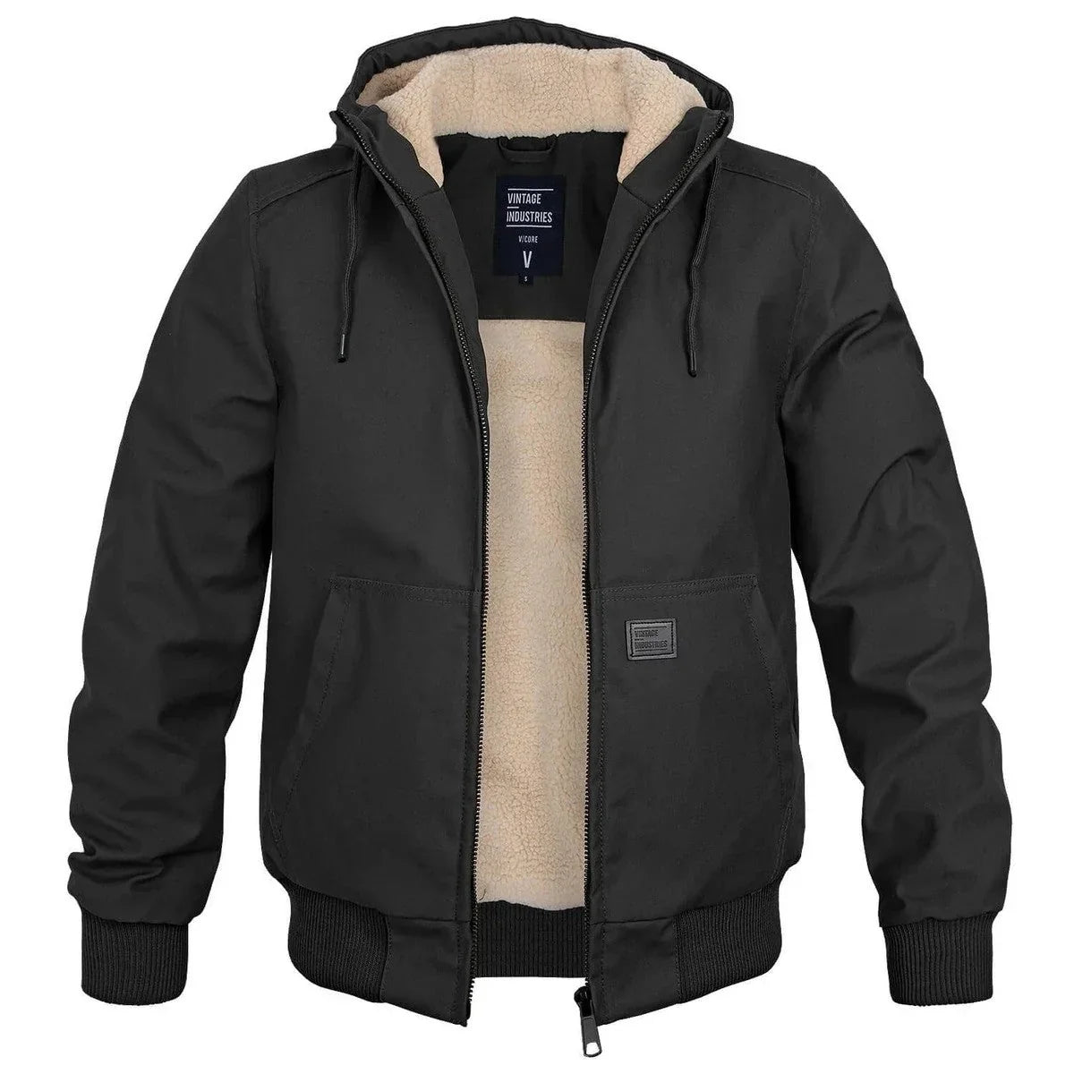 Men's Hooded Winter Jacket with Ribbed Hem