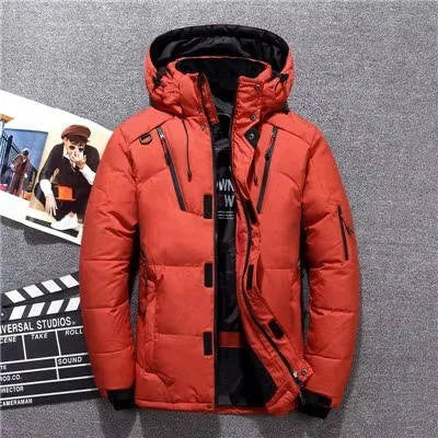 Men's Hooded Padded Winter Parka with Zip Pockets