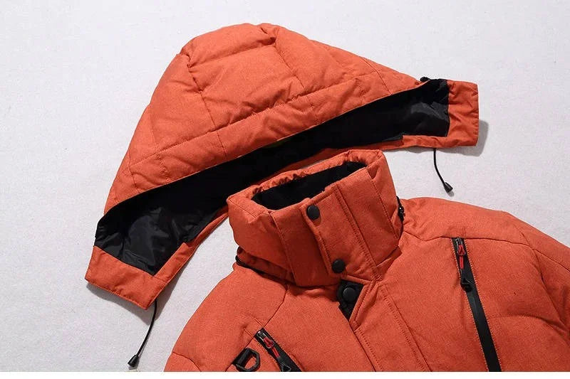 Men's Hooded Padded Winter Parka with Zip Pockets